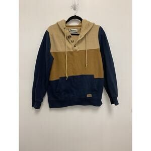 DRAVUS Pullover Hoodie Sweatshirt Kangaroo Pocket Buttons Skater Large